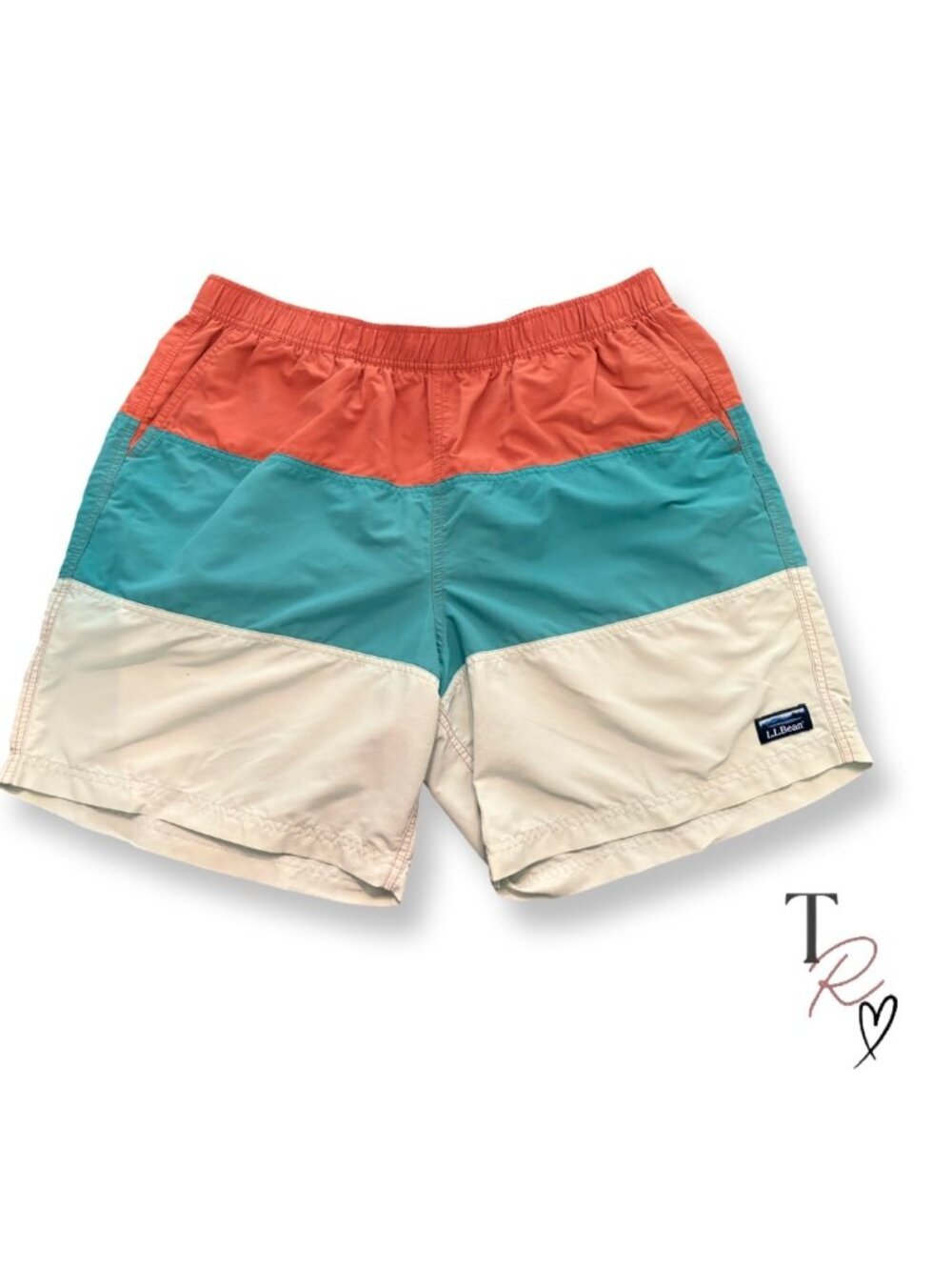 L.L.Bean Classic Supplex Sport Shorts Colorblock Lined Swim Trunks Men’s XL